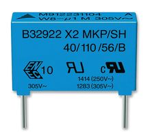 B32922C3474M000 - Safety Capacitor, Metallized PP, Radial Box - 2 Pin, 0.47 uF, +/- 20%, X2, Through Hole