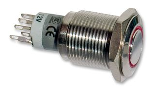 MP0045/1D2RD012 - Flush Vandal Resistant Switch, DPDT, Momentary, 12V DC