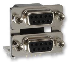 189-025-513R571 - Right Angle Stacked Dual Ports D-Sub Socket Connector, PCB Mount, 25 Way