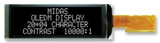 MCOT42005AX-EWM - OLED Display Module, 20x4, White on Black, 2.8 / 5V, I2C, Parallel, SPI