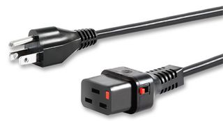 IL19-US1-SJT-3160-183 - Mains Power Lead with Locking System, US to C19, 250V AC, 16A, 1.83m, Black