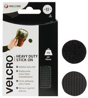 VEL-EC60248 - VELCRO® Brand Heavy Duty Stick On Hook & Loop Coins 45mm Black - Pack of 6