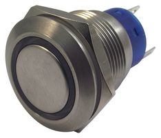 MPB19-A0F21R-612-JQ - Anti Vandal Switch, DPST-NO / NC, Latching, Green with Legend, 19.2mm