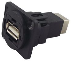 CP30209N - USB 2.0 A to B Feedthrough Panel Mount Connector, CSK hole, Black Plastic XLR Frame