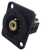 CP30231 - White Phono (RCA) Feedthrough Panel Mount Connector, Black Plastic XLR Frame
