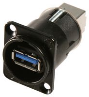 NAUSB3-B - USB 3.0 A to B Reversible Socket to Socket Panel Mount Feedthrough Adaptor, Metal D-Shape Housing