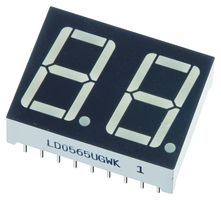 LD0565GWK - 7 Segment LED Display, Green, 20 mA, 2.2 V, 2.2 mcd, 2, 14.2 mm