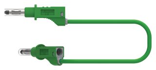 76-1322 - 4mm Stackable Banana Plug, Shrouded, 600V, 12A, Green, 1m