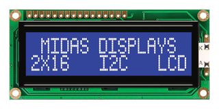 MC21605C6W-BNMLWI-V2 - LCD Display Module, 16 x 2, White on Blue, 5V, I2C, Transmissive