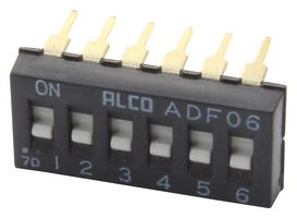 ADF0604HL - 6 DIP / SIP Slide Actuator Switch, SPST, 24V