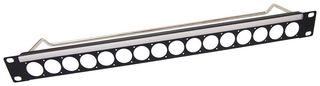 CP30150 - Unloaded 1U 16 Way XLR Feedthrough Patch Panel - Plain Holes