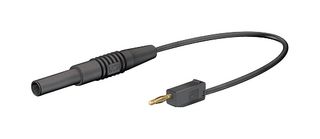 28.0012-015-21 - 4mm Banana Socket to Stackable 2mm Banana Plug Lead, 30V/60V, 10A, Black