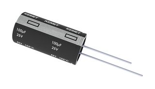 ESY107M025AE3AA - Electrolytic Capacitor, 100 uF, 25 V, +/- 20%, Radial Leaded, 2000 hours @ 105°C, Polar