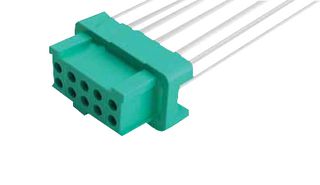 G125-FC11005L0-0150L - Cable Assembly, Black / Green, Gecko Receptacle to Free End, 10 Ways, 1.25mm, 2 Row, 150mm