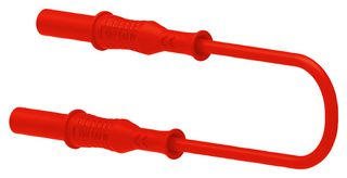 72-14020 - 4mm Straight Banana Plug to Plug Safety Patchcord, Red, 2.5mm2 Cable, 2m, 36A