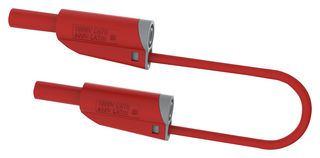 72-14074 - 4mm Banana Plug to Plug Safety Patchcord, Red, 1mm2 Cable, 500mm, 20A