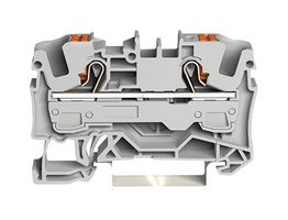 2206-1201 - 2 Conductor Through Terminal Block with Push Button and Test Port, 800V, 41A, 20AWG to 8AWG,  Grey