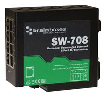 SW-708 - 8 Port Hardened Industrial Unmanaged Ethernet Switch, DIN Mountable