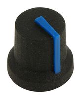 MC170846CR - 16.2mm Soft Touch Rubber Instrument Knob, 6mm Splined, Black / Blue