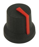 MC170853BR - 16.2mm Soft Touch Rubber Instrument Knob, D Shaft, Black / Red