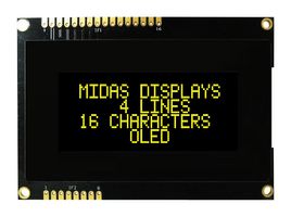 MDOB41605AV-EYM - OLED Display Module, 15x4, Yellow on Black, 5V, Parallel, Serial