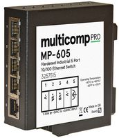 MP-605 - 5 Port Hardened Industrial Unmanaged Ethernet Switch, DIN Mountable