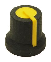 MP170826BR - Black 16.2mm Instrument Control knob, 6mm D Shaft, Yellow Indicator