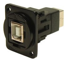 CP30203NM3B - USB B 2.0 Socket to USB B 2.0 Socket Feedthrough Connector, Metal, Black, Plain Holes