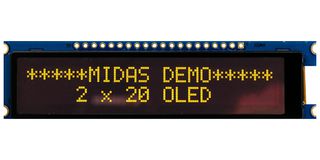 MDOB22005B1V-EYM - OLED Display Module, 20x2, Yellow on Black, Passive Matrix, SPI, I2C,