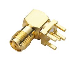 PCB.SMAFRA.HT - SMA Right Angle PCB Mount, Jack, Gold, 50 Ohm, Through Hole Pin
