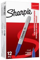 S0810950 - Fine Bullet Tip Permanent Marker Pens, Blue 12 Pack