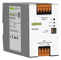 787-2742 - Eco DIN Rail Power Supply, 3 Phase, 24V DC, 20A, 480W