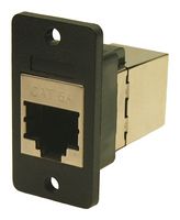 CP30625SX1 - Slim RJ45 Cat6a Shielded Socket to RJ45 Cat6a Socket Shielded Feedthrough Connector, Black, Plastic, 3.2mm Plain Holes