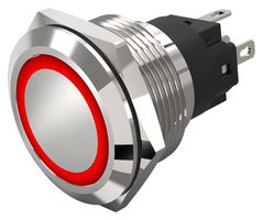 82-6151.1113 - LED Vandal Resistant Push Button Switch, SPDT, Momentary, Red, 12V DC