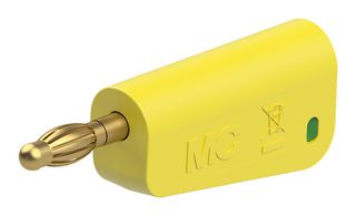 64.1043-20 - 4mm Plug, Yell/Grn, 32A, Solder, Gold