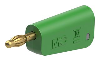 64.1043-25 - 4mm Plug, Grn/Grey, 32A, Solder, Gold