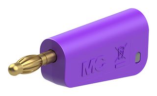 64.1043-26 - 4mm Plug, Violt/Gry, 32A, Solder, Gold