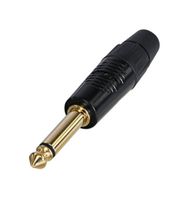 RP2C-B - 6.35mm 1/4" Mono Jack Plug, Black, Gold Plated Contacts