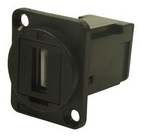 CP30254 - USB 2.0 Type A Socket to USB 2.0 Type A Right Angle Socket Feedthrough Connector, Black, Plastic Frame, CSK Holes