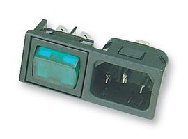 BZM27/Z0000/63B - IEC C14 Power Inlet, Unfiltered, Neon 1 Pole Switched, Flange Mount