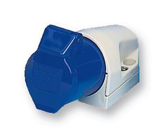 130306 - 32A, 230V, Surface Mount CEE Socket, 2P+E, Blue, IP44