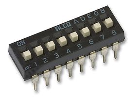 ADE0804 - 8 Pole DIP / SIP Piano Switch, SPST, 24V DC, 100mA