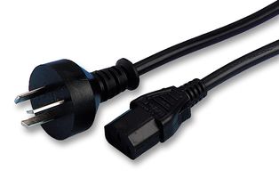 X-428796A - Australia Plug to C13 Socket Mains Lead, 250V AC, 10A, 2.5m, Black