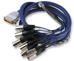 PSG01358 - 25 Pin D Sub Male to 8x XLR Male Multicore Snake Audio Loom,  2m Blue