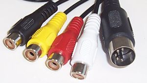PSG00907 - 5 Pin 180 Degree DIN Male to 4x Phono (RCA) Female Lead, 1.2m Black