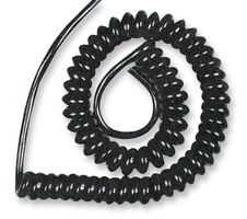 15/X/9 BLACK 13A - 3-Core Coiled Mains Flex 1A 1.25mm² Black