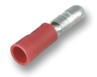 FVDAGM1.25-5  (LF) K - Bullet Terminal, FVDAGM, 22AWG to 16AWG, Male Bullet, Red, Vinyl, 100 Pack