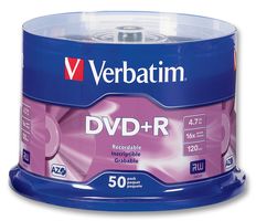 43550 - 16x Speed DVD+R Matt Silver Blank DVDs - 50 Pack Spindle