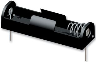 2460 - 1x AA Battery Holder Coil Spring Contact, PCB Through Hole Mount