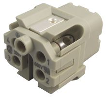 09 20 004 2711 - Heavy Duty Connector, Han A, Insert, 4 Contacts, 3A, Socket, Screw Socket